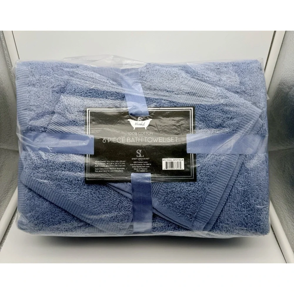 Spirit Linen Home 6-Piece Towel Set 100% Cotten (2) Bath (2) Hand (2) Wash
